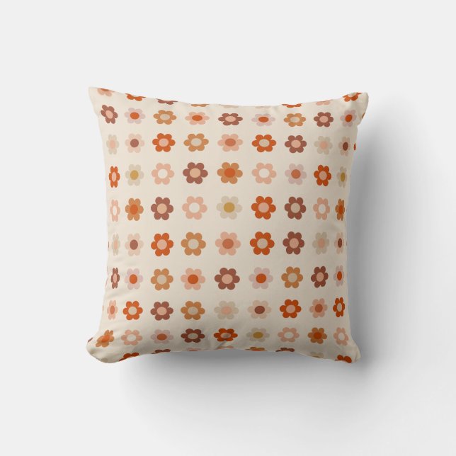 Cojín Decorativo Retro Floral Terracotta Beige (Anverso)