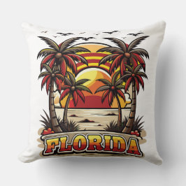 Cojín Decorativo Retro Florida Sunset con Palmeras