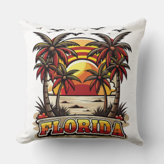 Cojín Decorativo Retro Florida Sunset con Palmeras