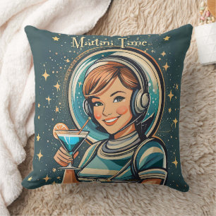 Cojín Decorativo Retro Futurista Chica Astro Tiempo de Martini