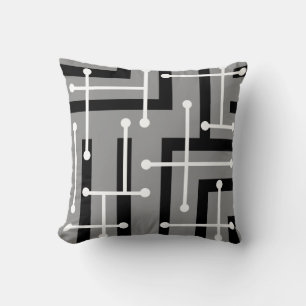 Cojín Decorativo Retro Geométrico Art Maze Gris