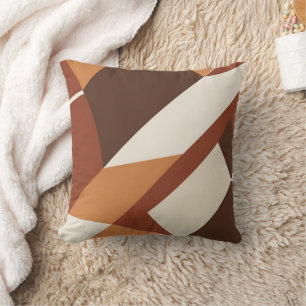 Cojín decorativo retro geométrico marrón y Naranja