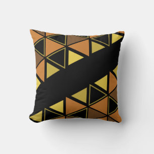 Cojín Decorativo Retro Geométrico Triángulos Naranja Amarillo