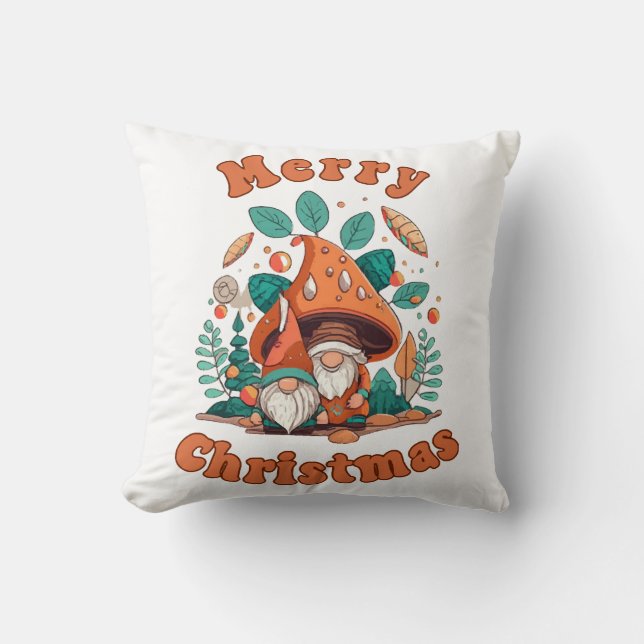 Cojín Decorativo Retro Gnome Navidad (Anverso)