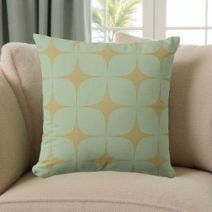 Cojín Decorativo Retro Green Mid Century Moderno Boho Geométrico