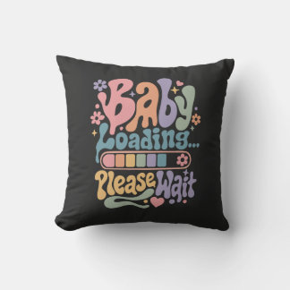 Cojín Decorativo Retro Groovy Bebé Cargando Por Favor Espere Matern
