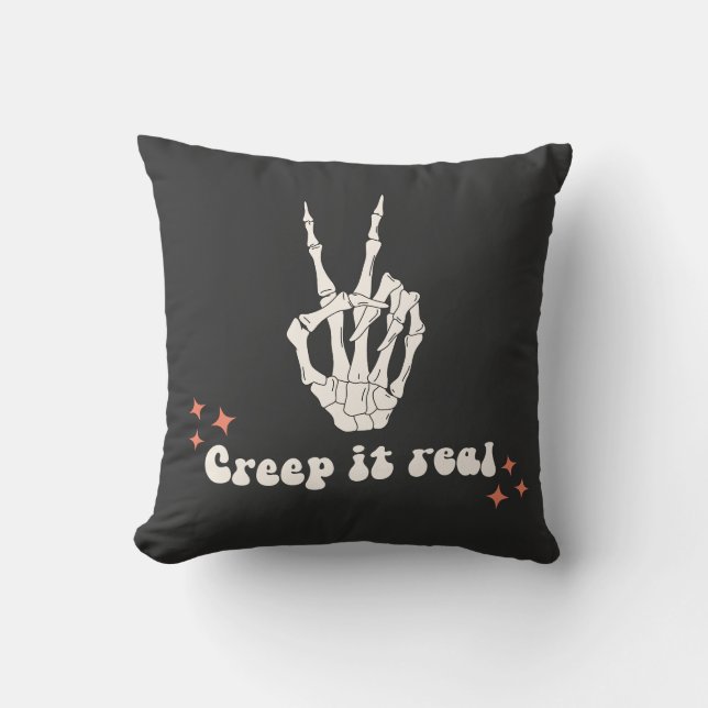 Cojín Decorativo Retro Halloween Creep it Real Skeleton (Anverso)