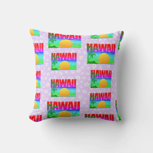 Cojín Decorativo Retro Hawaii Sunset Beach Purple Hibiscus