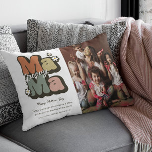 Cojín Decorativo Retro Hippie Mama Día de las Madres