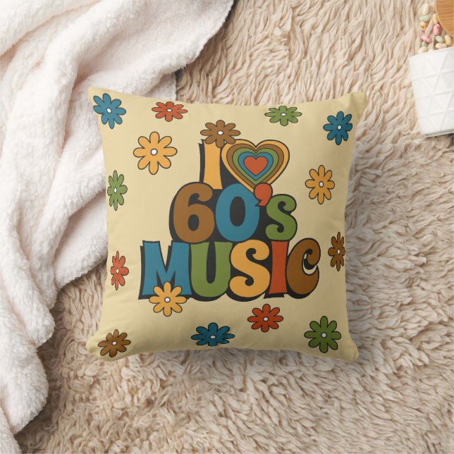 Cojín Decorativo Retro I Love 60s Music for Music Lovers (Manta)