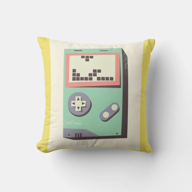 Cojín Decorativo Retro LEGO Gameboy Throw Pillow – Fun Geeky Gift f (Anverso)