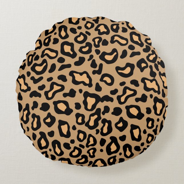 Cojín decorativo Retro Leopard Animal Print Round (Anverso)