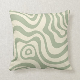 Cojín Decorativo Retro Liquid Swirl Sage Green