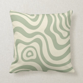Cojín Decorativo Retro Liquid Swirl Sage Green