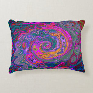 Cojín Decorativo Retro Magenta, barrido verde y Naranja