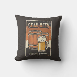Cojín Decorativo Retro Man Cave Classic Barrels-Cold Beer Throw