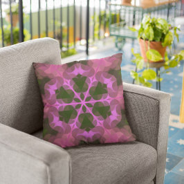 Cojín Decorativo Retro Mandala Flor rosa y verde