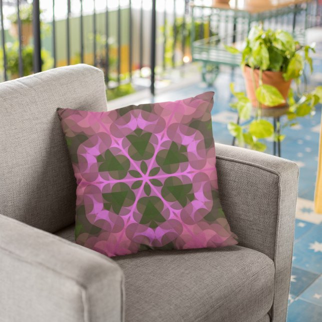 Cojín Decorativo Retro Mandala Flor rosa y verde (Subido por el creador)