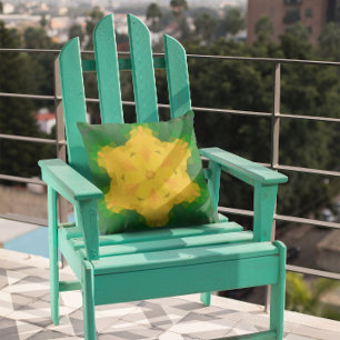 Cojín Decorativo Retro Mandala Flor Verde y Amarillo