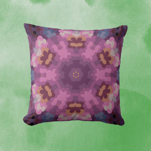 Cojín Decorativo Retro Mandala Púrpura Rosa y Naranja