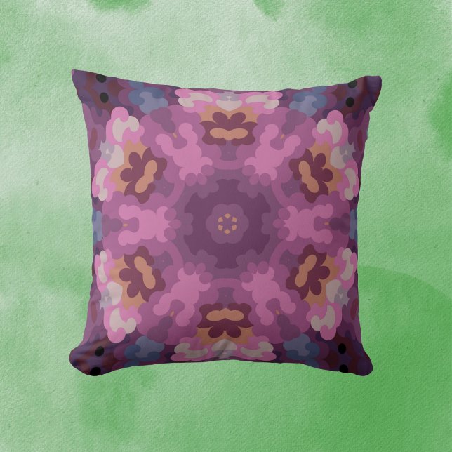 Cojín Decorativo Retro Mandala Púrpura Rosa y Naranja (Subido por el creador)