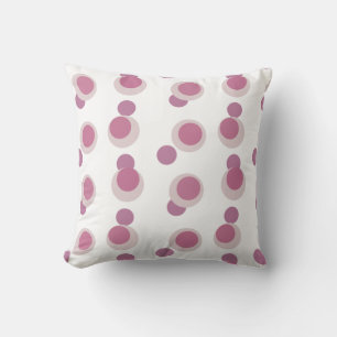 Cojín Decorativo Retro Mauve Luna rosa y puntos Beige en Blanco