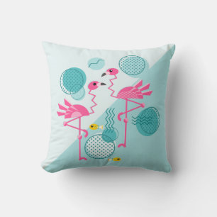 Cojín Decorativo Retro Memphis Style Flamingos rosados ©️ estudios 