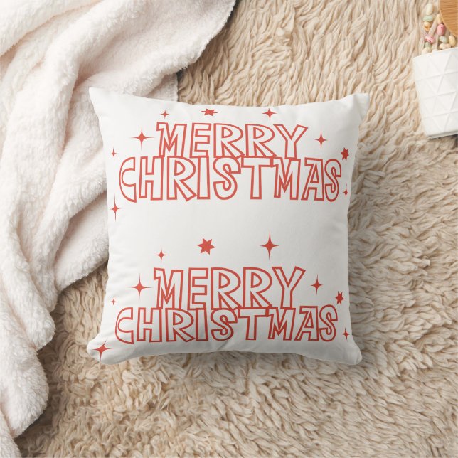Cojín Decorativo Retro Merry Christmas Typography (Manta)