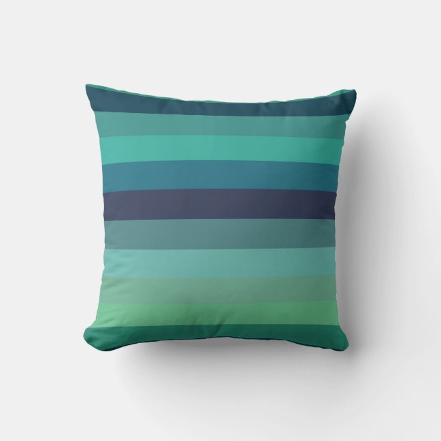 Cojín Decorativo Retro Mint & Navy Horizontal Stripes (Anverso)