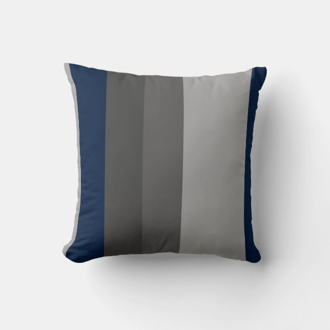 Cojín Decorativo Retro Navy Gray Vertical Stripes (Anverso)
