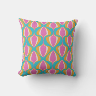Cojín Decorativo Retro Ogee Azul Naranja Rosa