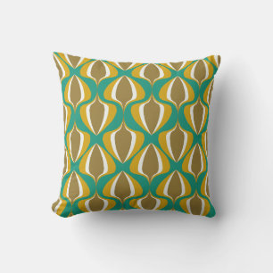 Cojín Decorativo Retro Ogee Verde Mostaza Marrón
