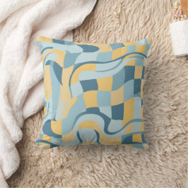 Cojín Decorativo Retro Ondulado Azul Bebé y Amarillo Mantequilla a