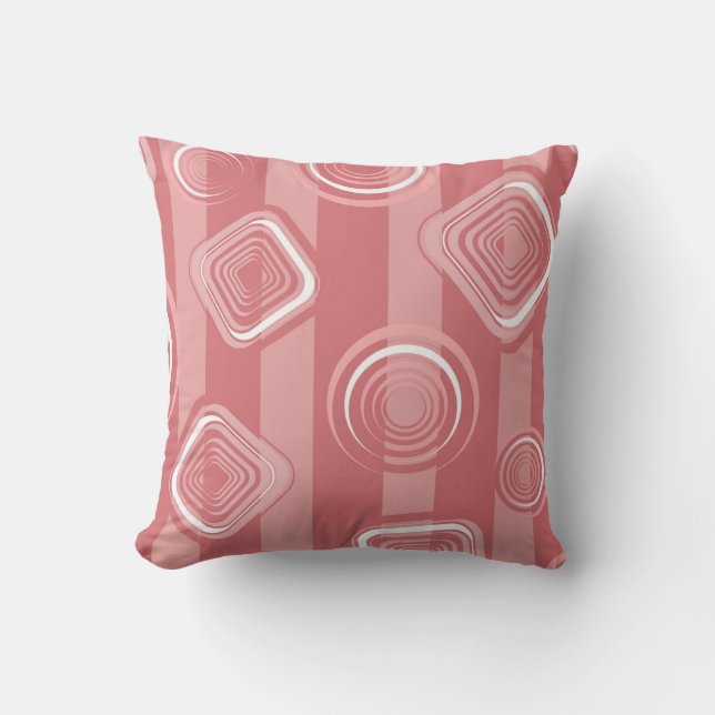 Cojín Decorativo “Retro Pink Geometric Pattern” Throw Pillow (Anverso)
