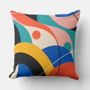 Cojín Decorativo Retro Pink Teal Blue Geometric Abstract