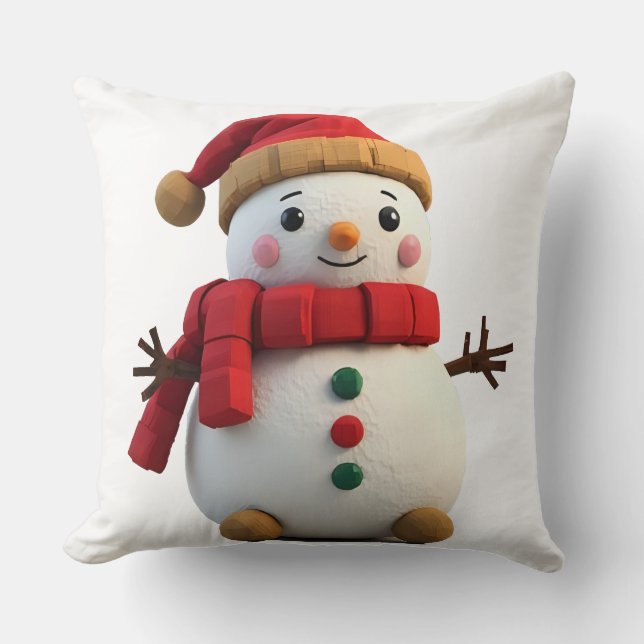 Cojín Decorativo Retro Plush Snowman With Scarf Christmas (Anverso)