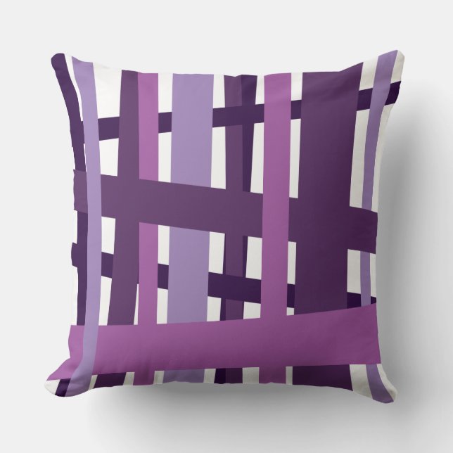 Cojín decorativo retro PURPLE CRAZY LINES DISEÑO (Anverso)