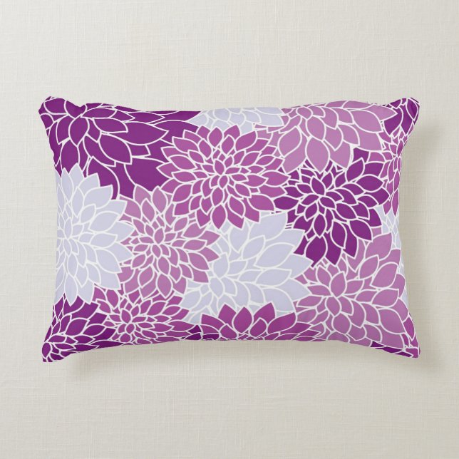 Cojín Decorativo Retro Purple Lilac Gray Dahlia (Anverso)