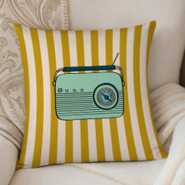 Cojín Decorativo Retro Radio and Gold Stripes, Accent Pillow, 