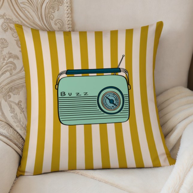 Cojín Decorativo Retro Radio and Gold Stripes, Accent Pillow,  (Subido por el creador)