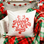 Cojín Decorativo Retro Red White Feliz todo Feliz Navidad<br><div class="desc">Retro ¡Feliz Navidad! Este diseño es perfecto para cualquier época del año. Ya sea una fiesta o no,  es una excelente manera de presumir de que tus Navidades aplaudan. ¡Regístrate,  amigos y familia una feliz Navidad!</div>