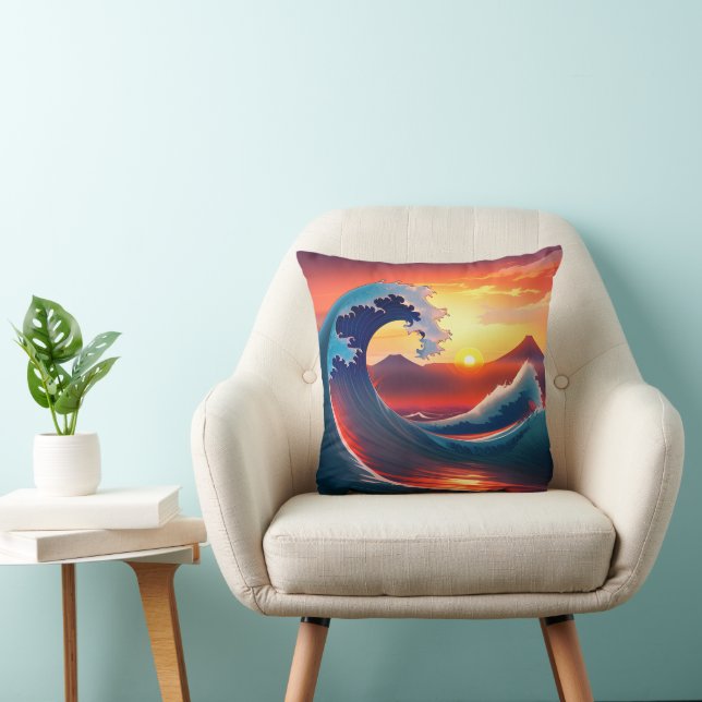 Cojín Decorativo Retro-reimaginación de la gran ola (Silla)