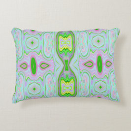 Cojín Decorativo Retro Resumen Rosa, Lime Green y Aqua Pattern