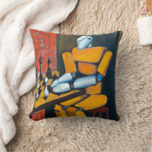 RETRO-ROBOT JUGANDO AJEDREZ | DECORATIVO COLORIDO