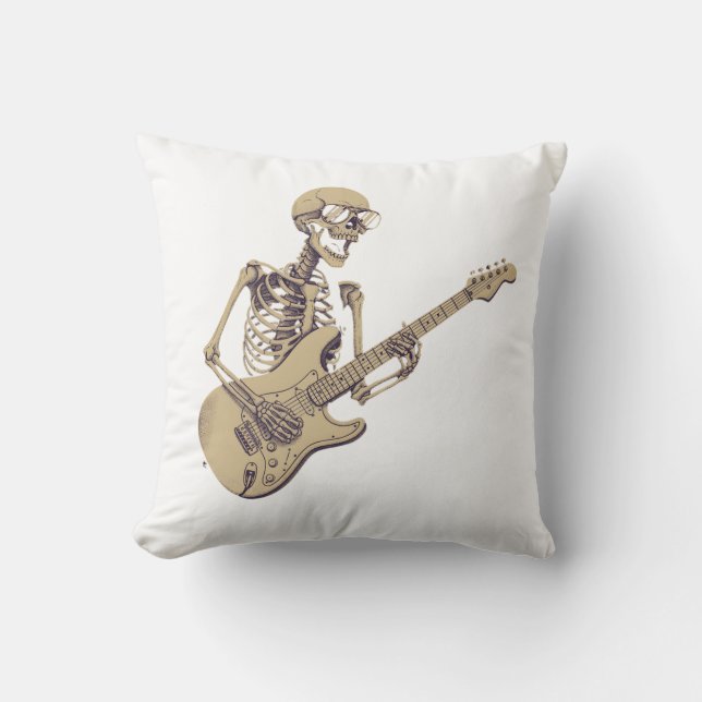 Cojín Decorativo Retro Rock Skeleton Guitar Graphic (Anverso)