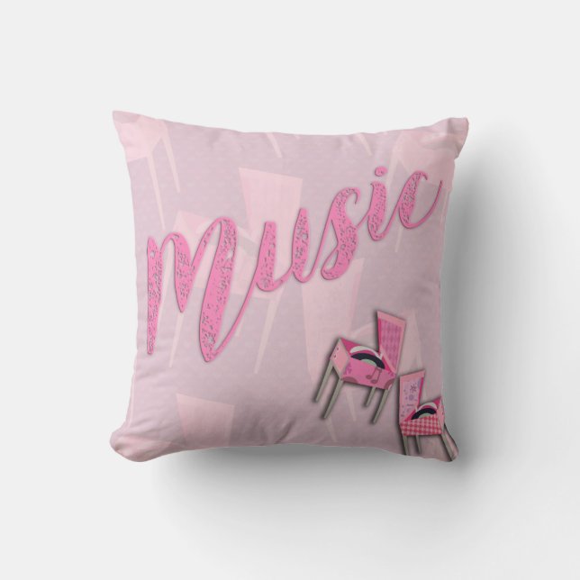 Cojín Decorativo Retro rosa musical (Anverso)