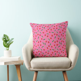 Cojín Decorativo Retro Rosado Caliente Pop Art Berry Cherry