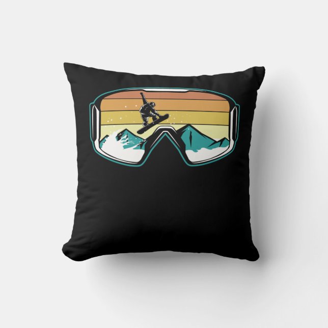 Cojín Decorativo Retro Snowboarding Freestyle Jump Snow Mountain (Anverso)
