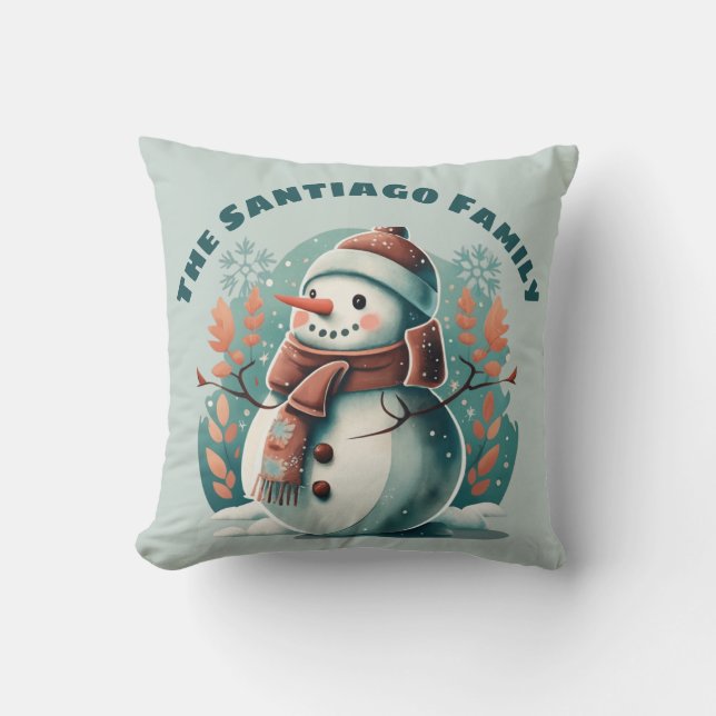 Cojín Decorativo Retro Snowman Feliz Navidad Navidad en el siglo me (Anverso)