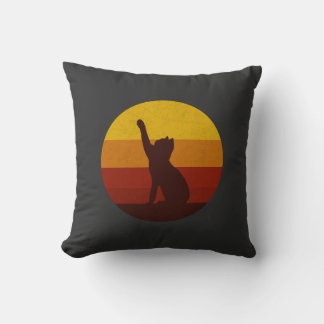 Cojín Decorativo Retro Sunset Cat Silhouette | Vintage Aesthetic Ca